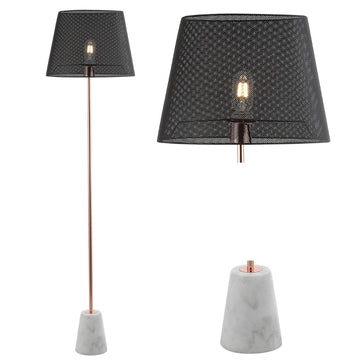 Heymann 57" Minimalist Metal/Marble LED Floor Lamp - JONATHAN Y